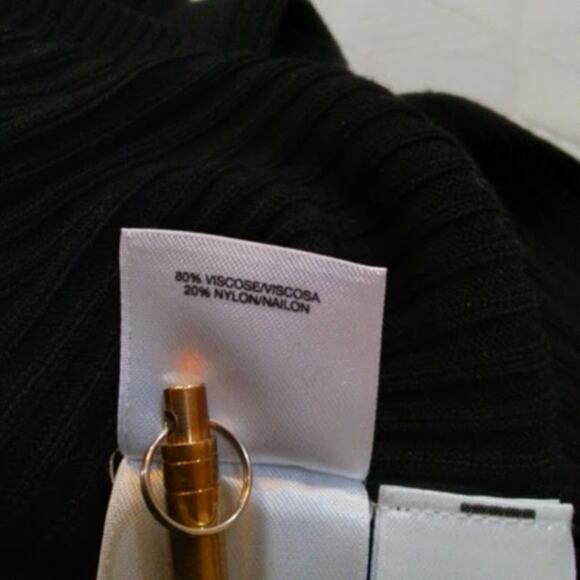 Anne Klein Ribbed Knit Collared Sweater Gold Button Black Women’s Small - Picture 6 of 6